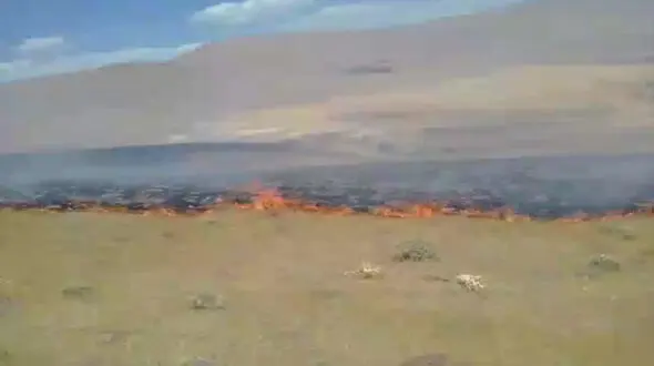 فیلم آتش‌سوزی مراتع در روستای چپقلو 