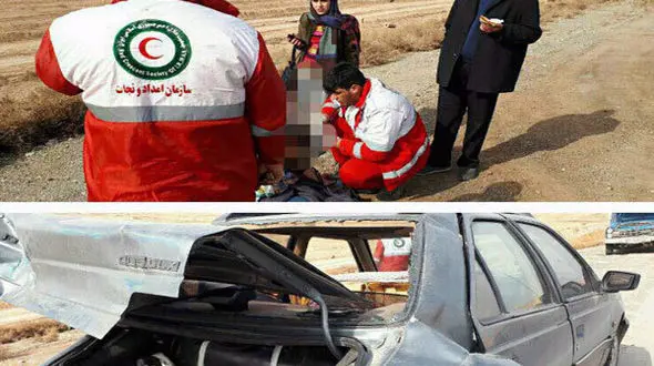 تصادف ۳ دستگاه خودرو در اتوبان تهران-قم + عکس