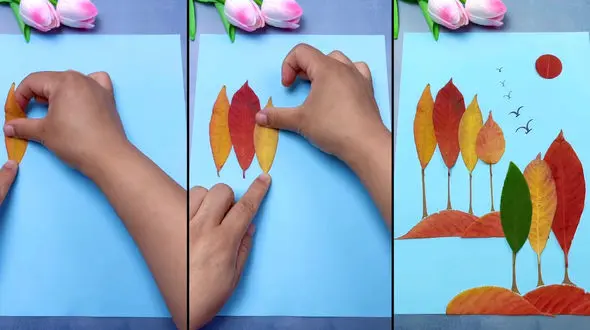 ساخت طبیعت پاییزی با برگ پاییزی + فیلم