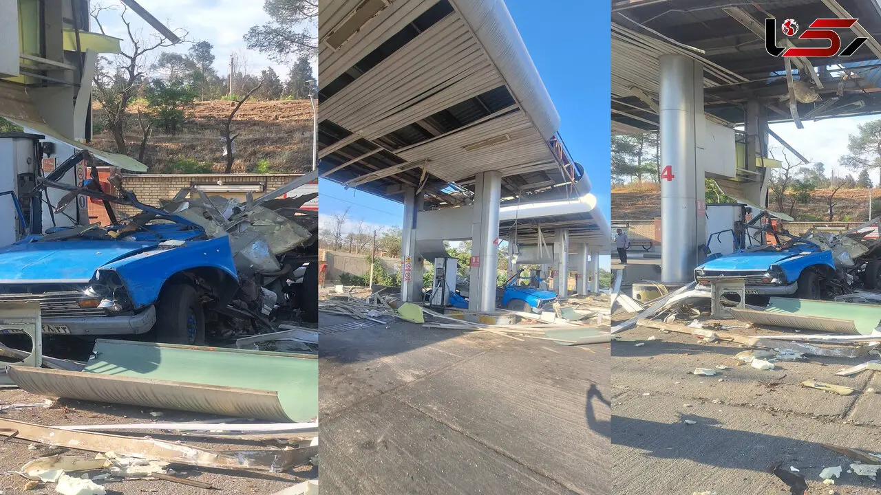 فیلم / انفجار خودروی نیسان در جایگاه CNG تهران 2 مصدوم برجا گذاشت/ حادثه بدون آتش‌سوزی مهار شد