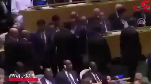 لحظه خروج اردوغان از سالن حین سخنرانی ترامپ در سازمان ملل + فیلم