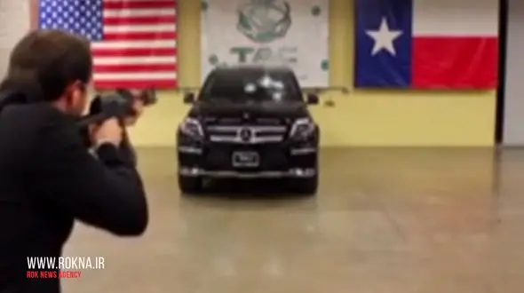 حرکت عجیب مدیر شرکت بنز براى ثابت کردن مقاومت شیشه ضدگلوله+فیلم و عکس