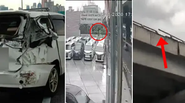 لحظه سقوط دختر ۸ ساله از بالای پل! + فیلم