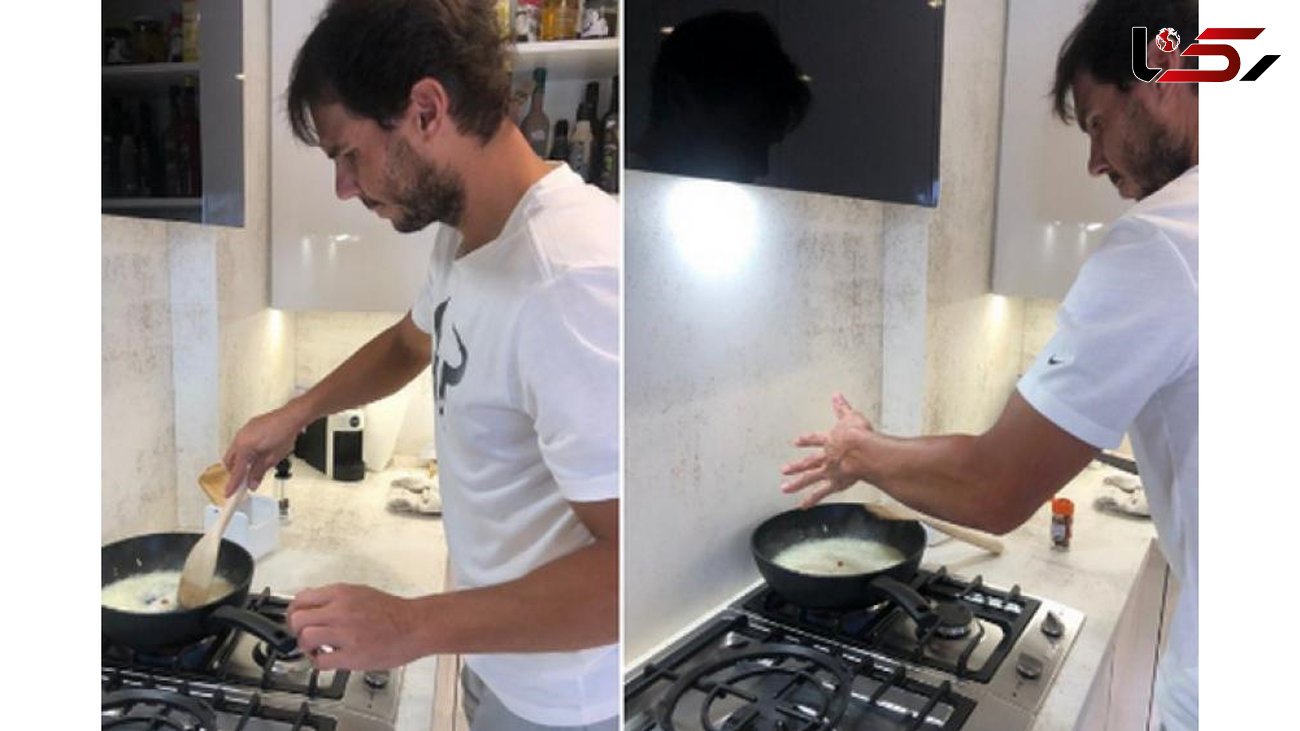 انتشار عکسی از آشپزی نادال و توصیه وی برای ماندن در خانه در ایام کرونا