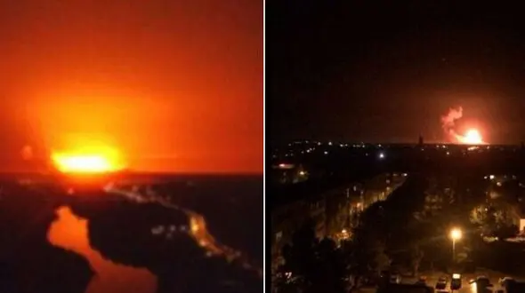 آتش‌سوزی و انفجار در یکی از بزرگترین انبار مهمات ارتش اوکراین+ تصاویر