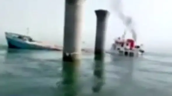 فیلم لحظه غرق شدن کشتی ایرانی در کویت 