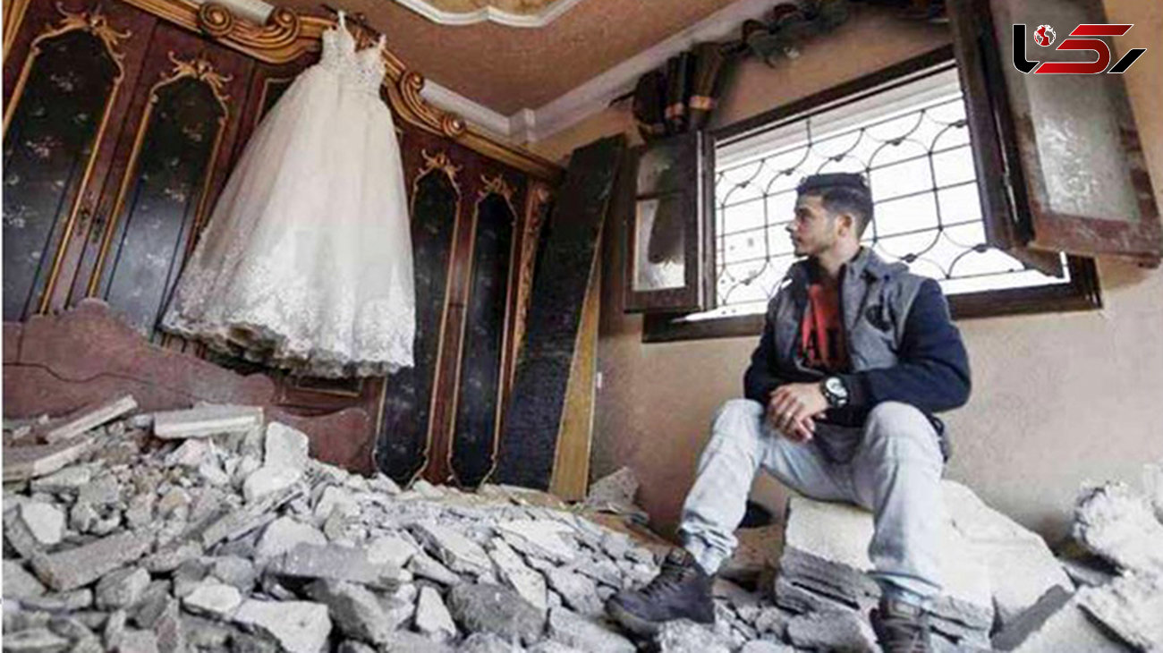 بمب های اسرائیل خانه رؤیاهای یک عروس سوری و داماد فلسطینی را ویران کرد+ عکس