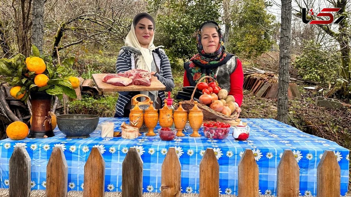 فیلم/ مهارت دیدنی دو بانوی روستایی گیلانی در طبخ غذای محلی با گوشت و بادمجان 