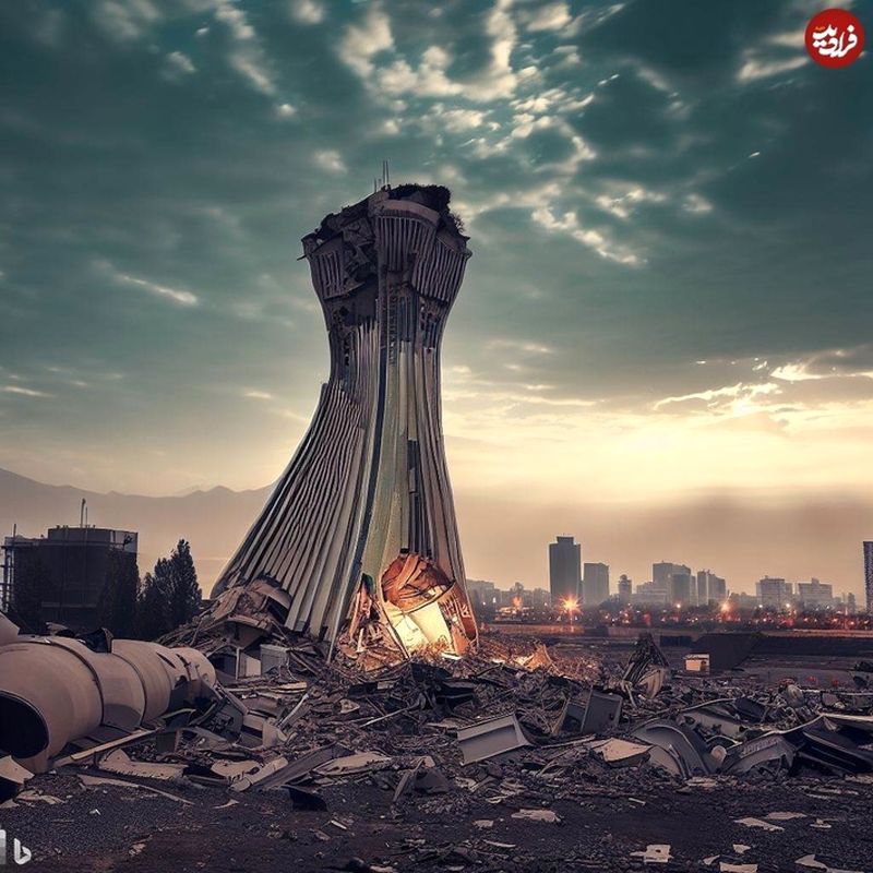 پیش‌بینی هوش مصنوعی از وضعیت برج میلاد بعد از زلزله ۷،۹ ریشتری تهران