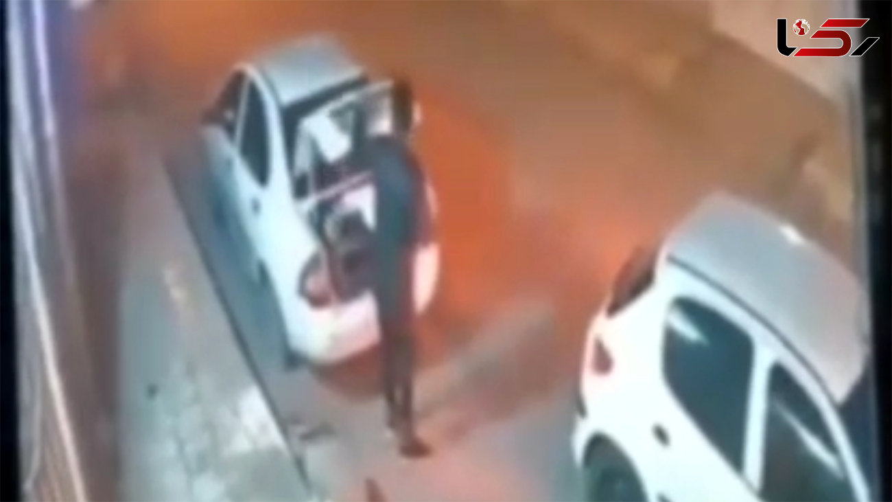 ببینید / لحظه وحشت و فرار یک دزد در حین سرقت ماشین به دلیل ترفند تماشایی مالک خودرو