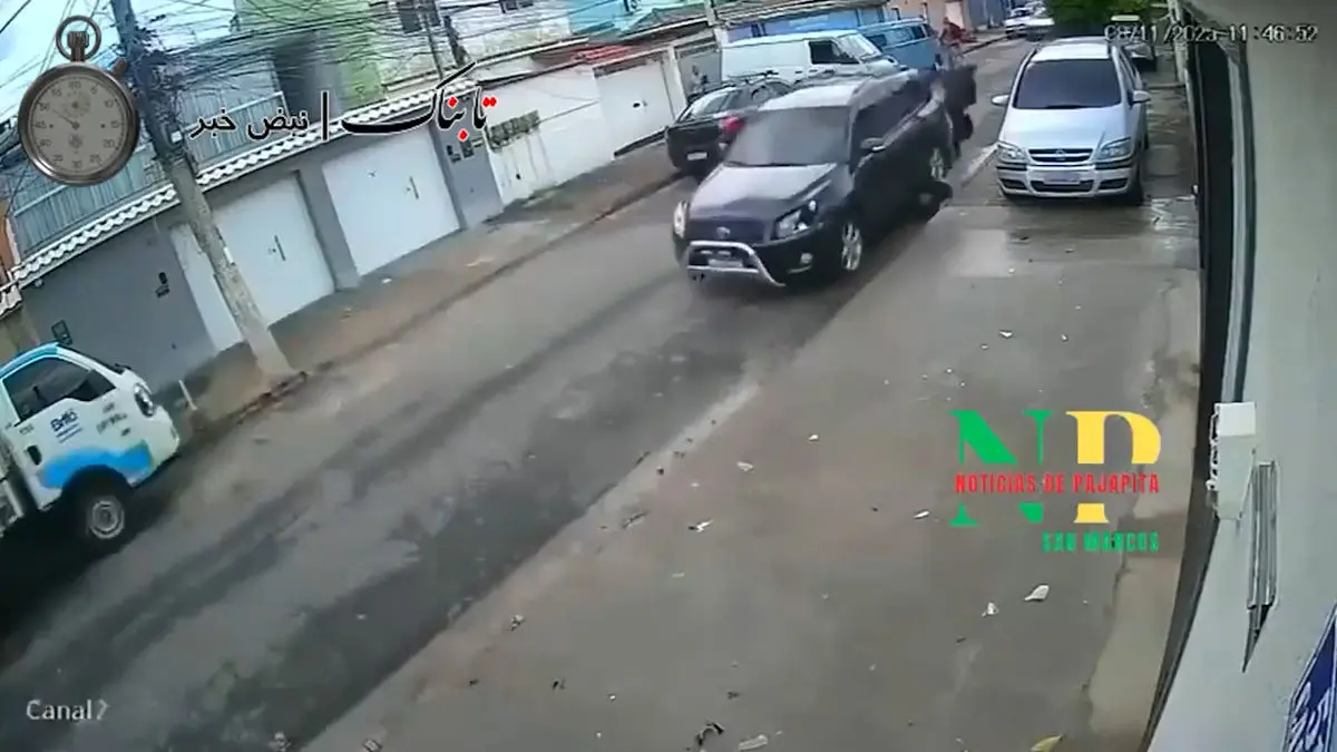 فیلم تصادف مرگبار موتورسیکلت با خودروی شاسی بلند