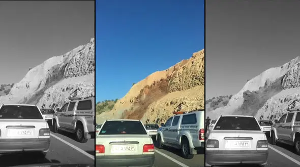 فیلم لحظه وحشتناک  ریزش کوه در اتوبان خرم آباد