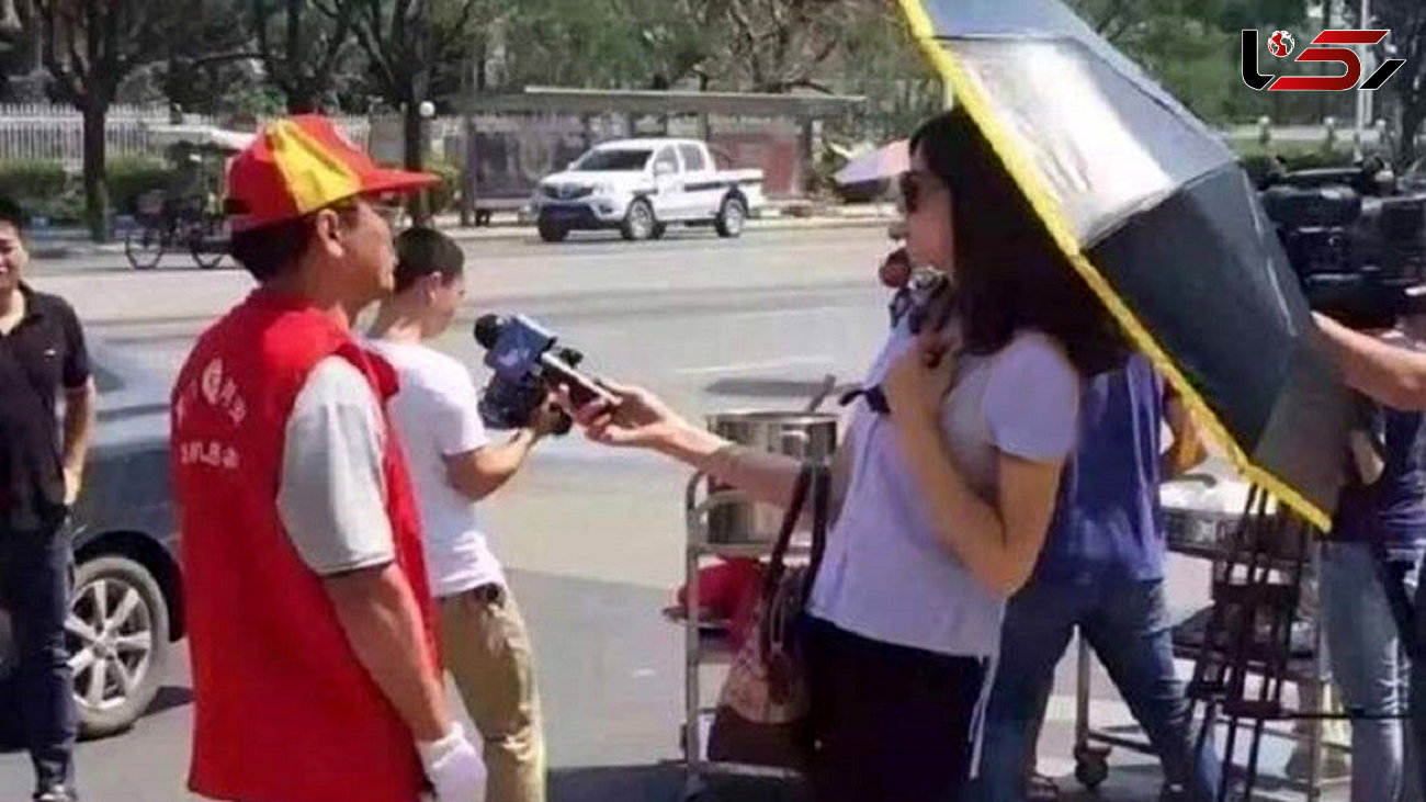 دردسر گزارشگر زن تلویزیون بخاطر استفاده از چتر و عینک دودی! +عکس 