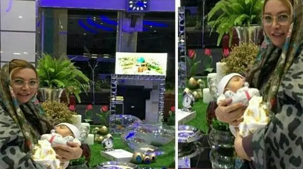 خانم بازیگر و دختر تازه متولد شده اش کنار هفت سین + عکس