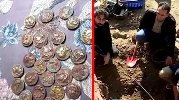 فیلم کشف گنج طلایی زیر ستون های یک خانه در کردستان