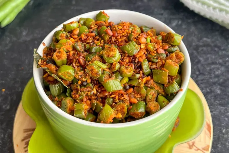 خوراک لوبیا سبز بدون گوشت 