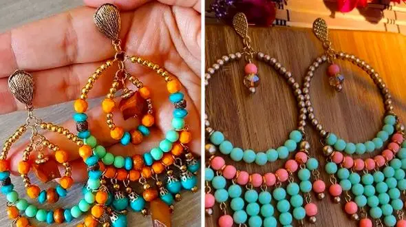 کلکسیونی از گوشواره‌ های حلقه‌ ای مهره‌ ای؛ 15 مدل جذاب برای سبک شما