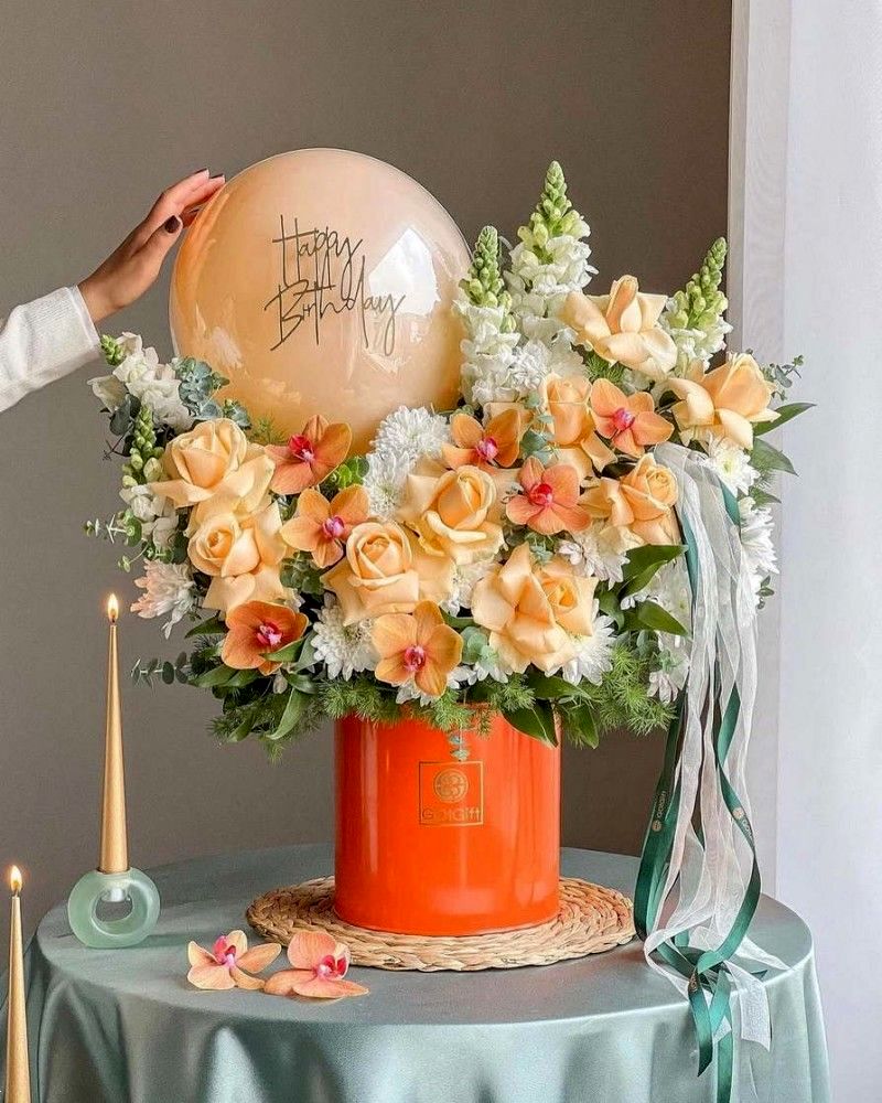 باکس گل بادکنک دار | 25 باکس گل بادکنک دار برای تولد و نوزاد بسیار جذاب در همه سبک و اندازه