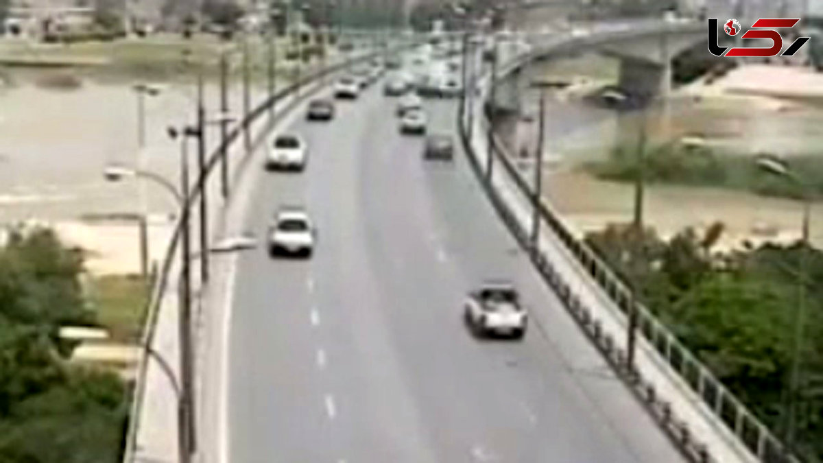 فیلم فجیع ترین مرگ در تصادف روی پل اهواز / مرد بیچاره از پل پرتاب شد 