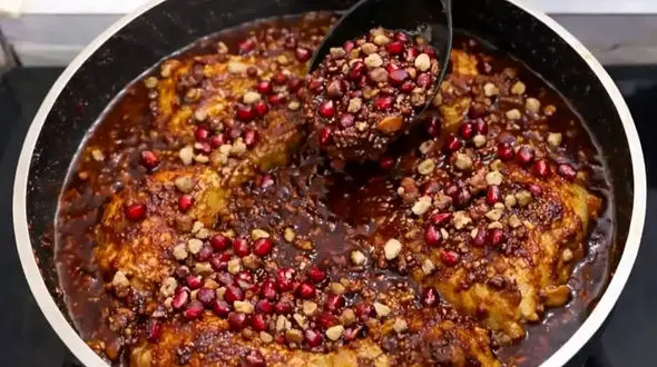 مرغ ناردونی خوشرنگ و لعاب، مجلسی و فوق‌العاده خوشمزه 