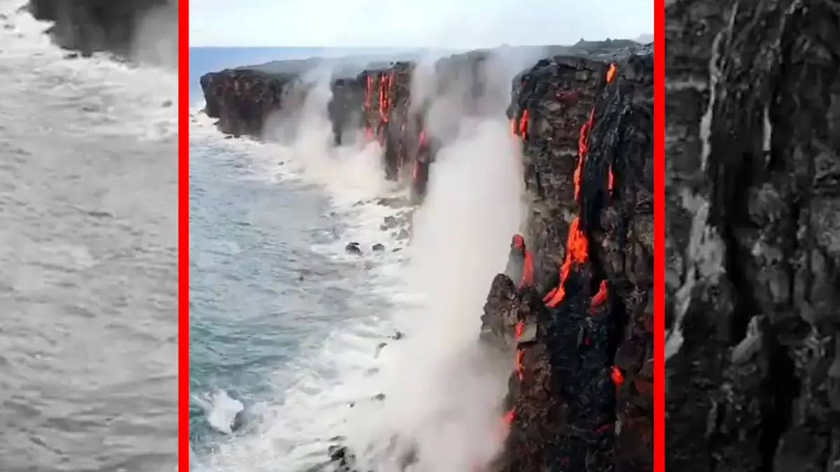 فیلم ورود گدازه‌های داغ به سواحل هاوایی