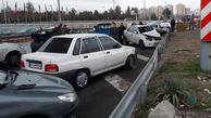 ببینید/ اولین تصاویر از تصادف ۳۲ خودرو در اتوبان قزوین!