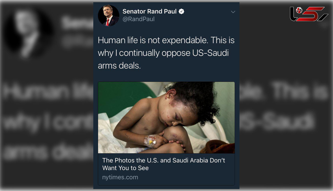 توئیت یک سناتور جمهوریخواه مجموعه ‌در حمایت از مردم یمن : «عربستان و آمریکا نمی‌خواهند ببینند»