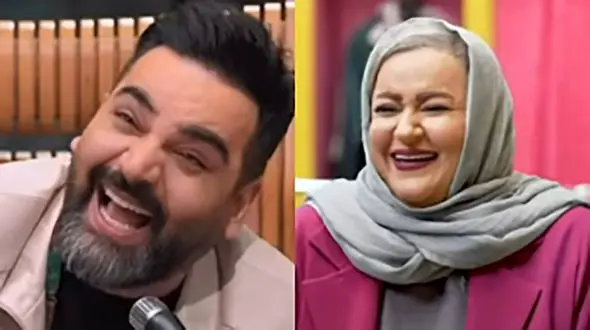 احسان علیخانی نعیمه نظام دوست را گردن نگرفت! + فیلم شوخی های بی حد و حصر آقای مجری با خانم بازیگر