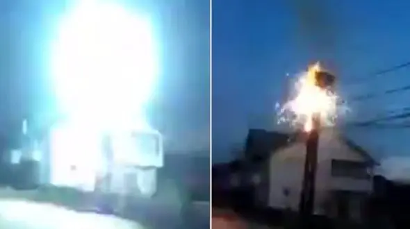 فیلم لحظه انفجار وحشتناک یک دکل برق فشار قوی + عکس