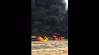 فیلم لحظه آتش سوزی مهیب 2 تانکر سوخت در بندرعباس