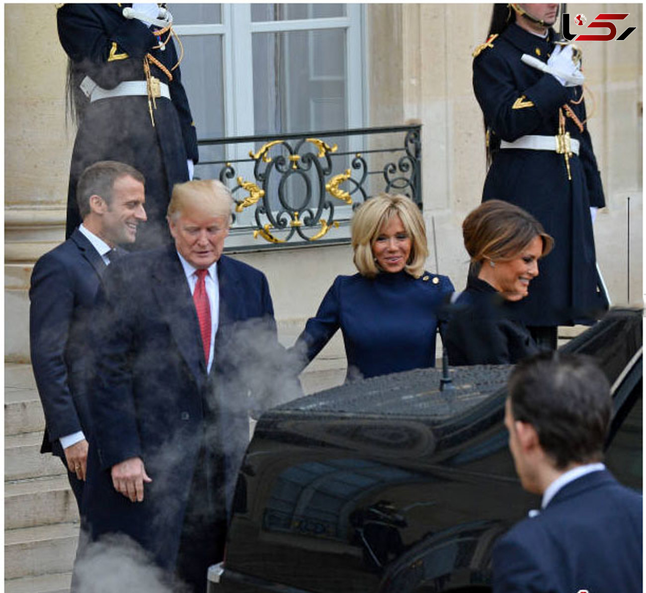 دود کردن خودروی گران قیمت ترامپ در کاخ الیزه + عکس