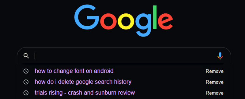 google web search history