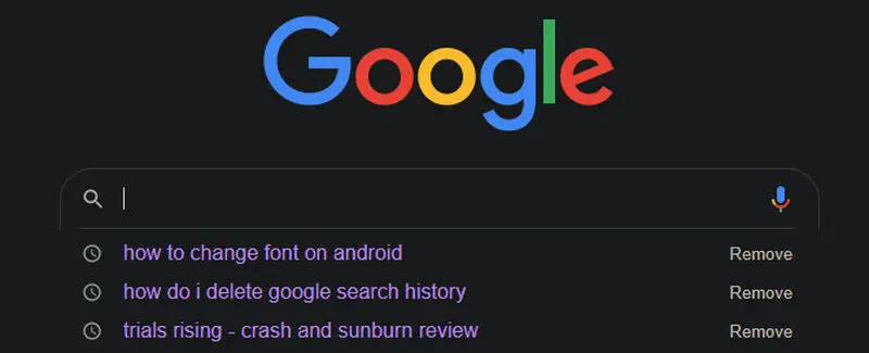 google web search history