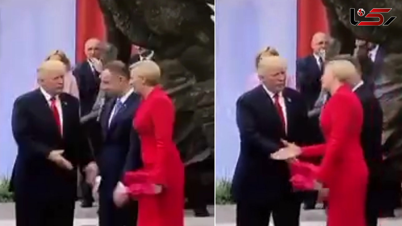 فیلم/ همسر رئیس‌جمهور لهستان ترامپ را ضایع کرد + عکس