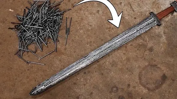 ساخت شمشیر وایکینگ‌ ها با میخ؛ هنر بی‌ نظیر یک آهنگر آمریکایی / فیلم