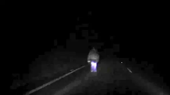 فیلم لحظه ظاهر شدن یک روح در جاده تاریک 