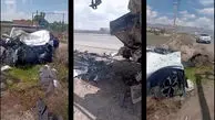 فیلم صحنه تصادف مرگبار ماشین دیپلماتیک آذربایجان در خاک ایران / بدون ترمز به کامیون میکسر کوبید