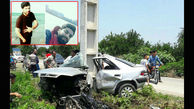  زانتیا در تصادف با تیر برق از وسط نصف شد/راننده کشته شد + عکس 