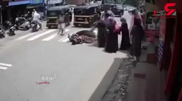 فیلم عجیب از حمله گاو وحشی به مردم در خیابان