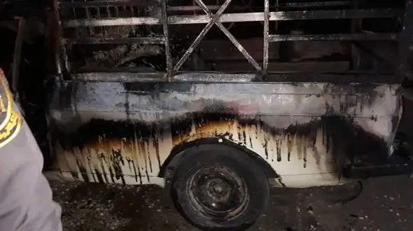 وانت بار در حین سوختگیری غیرمجاز در آتش سوخت + عکس