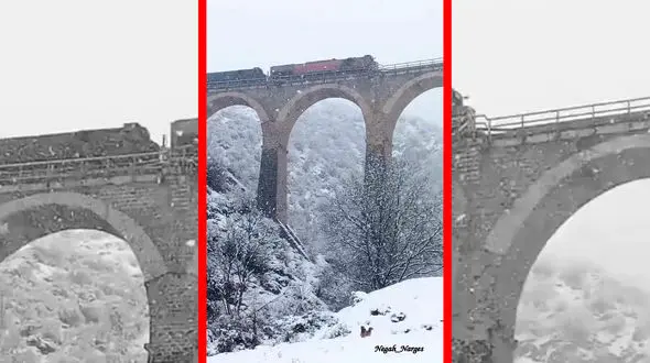 فیلم هوای سرد و بارش برف در پل کلانتری مازندران