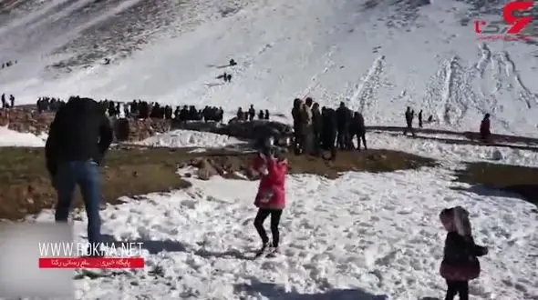 تفریح سمنانی‌ها در طبیعت برفی شهمیرزاد + فیلم