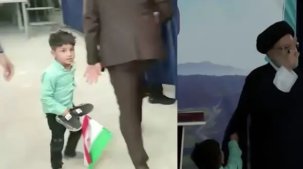 فیلم بازیگوشی پسربچه‌ کنار رییس‌جمهور در سکوی سخنرانی /  هیچکس حریفش نشد