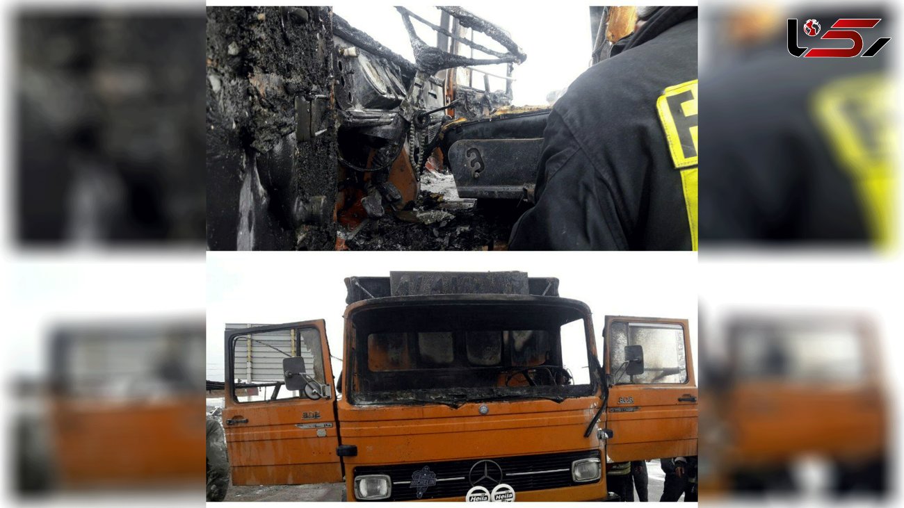 شعله های خودرو خاور در اتوبان شهید باکری اطفاء حریق شد