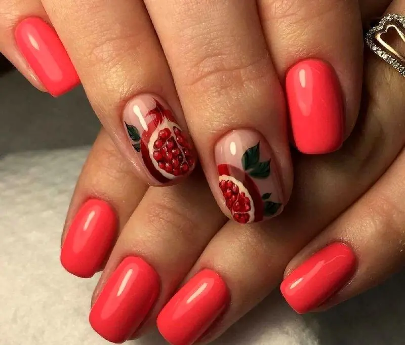 مدل ناخن یلدایی اناری شیک 2