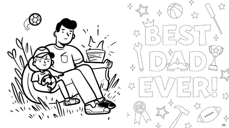 نقاشی مناسب کودک برای رنگ آمیزی به مناسبت روز پدر