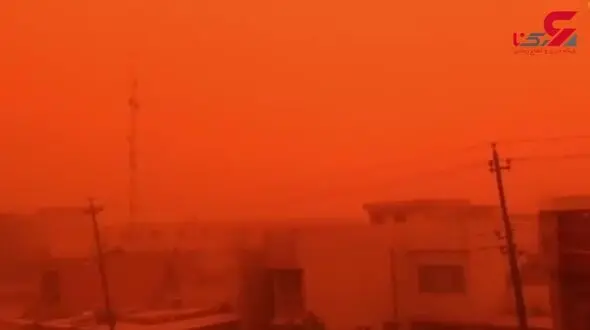 آسمان عراق قرمز شد ! + فیلم یک اتفاق نادر