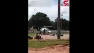 تصادف ملخ هلی کوپتر با کامیون در خیابان+ فیلم / برزیل