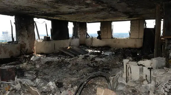 تصاویری دلخراش از داخل  برج سوخته لندن 