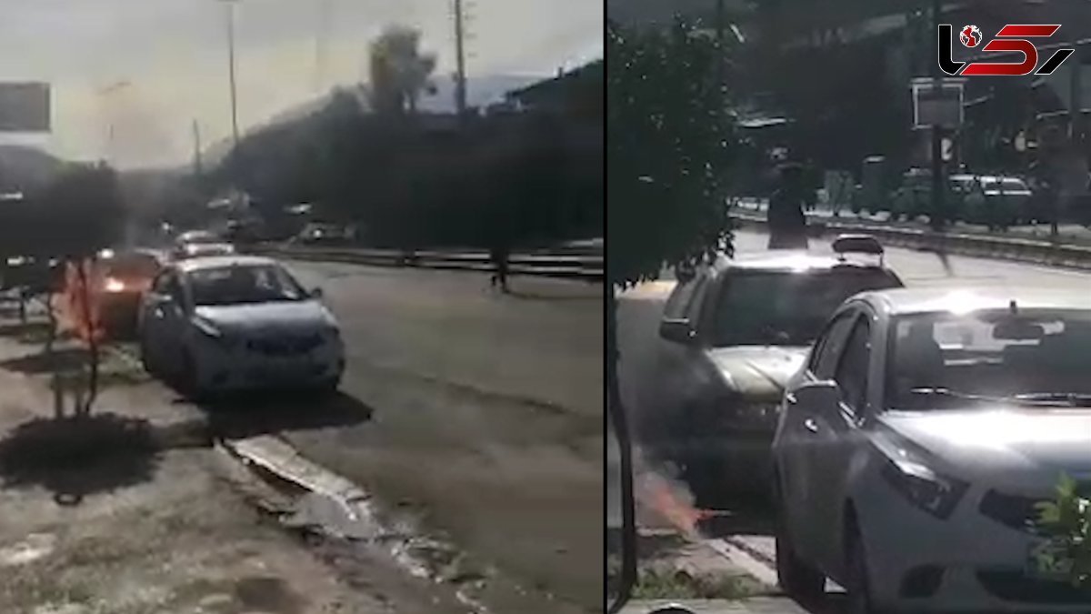 فیلم لحظه آتش زدن خودروی پدر توسط پسر بی رحم / در چالوس رخ داد